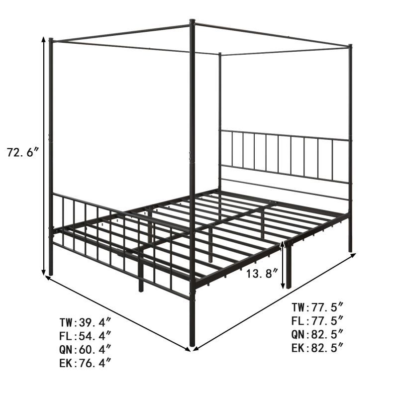 B44-baldahīna gultas izstrādājuma izmērs