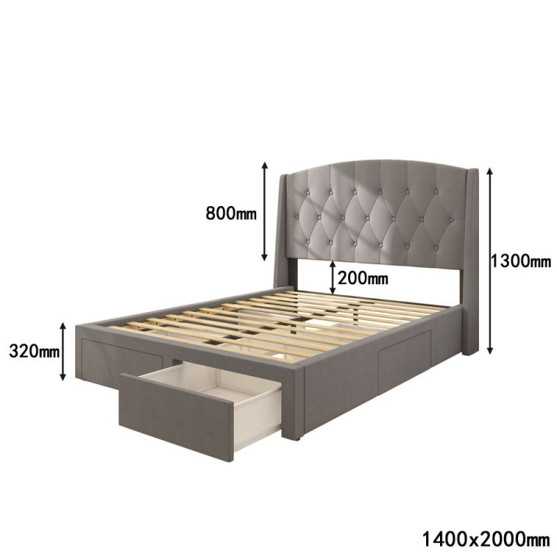 B123-upholstered bed-dimensions