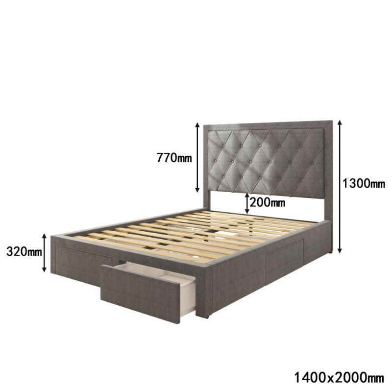 B124-upholstered bed-dimensions