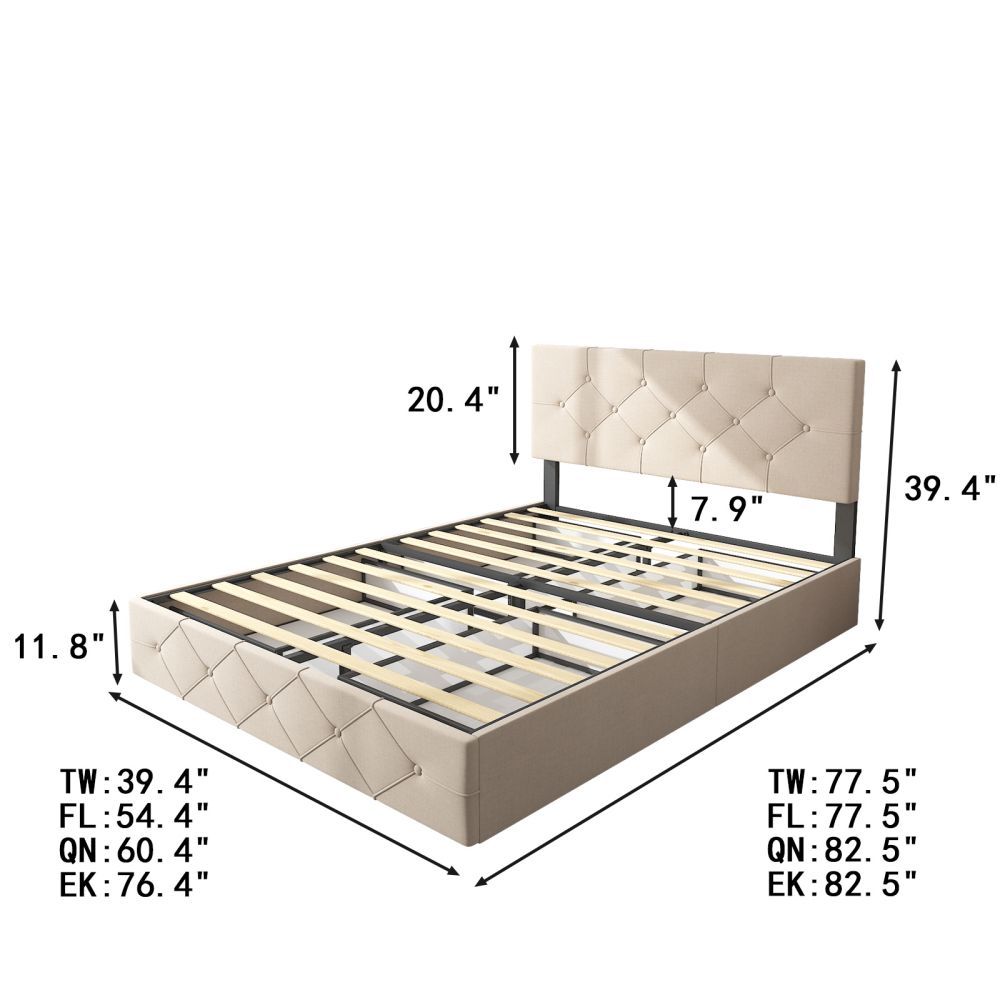 B142-upholstered bed-dimensions