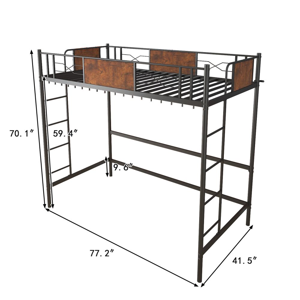 B25-metal wood loft bed-dimensions