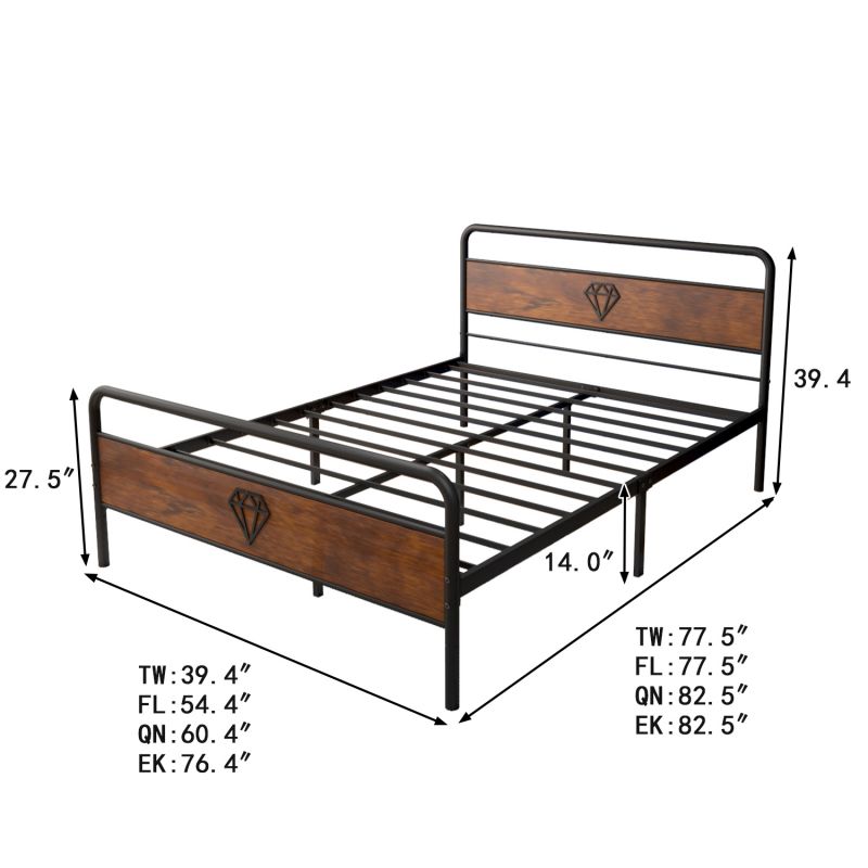 B63-metal wood bed size figure