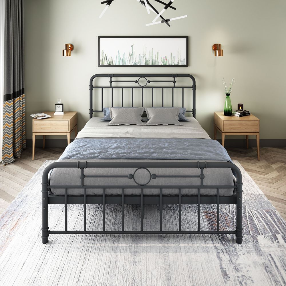 industrial style metal bed-front view