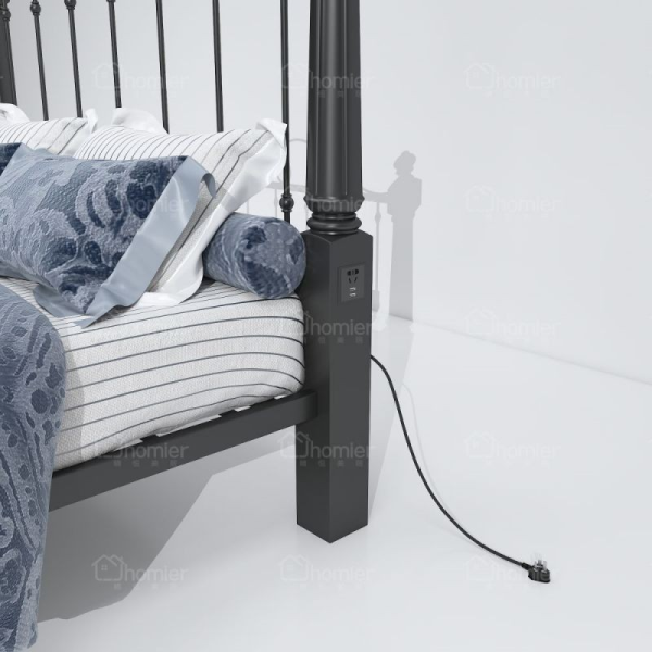 B201 Classical Iron Bed Frame with Power Socket and USB Charger - 图片 5