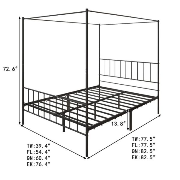 B44 Modern Simplism Style Canopy Bed Frame - 图片 3