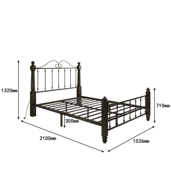 B201 Classical Iron Bed Frame with Power Socket and USB Charger - 图片 4
